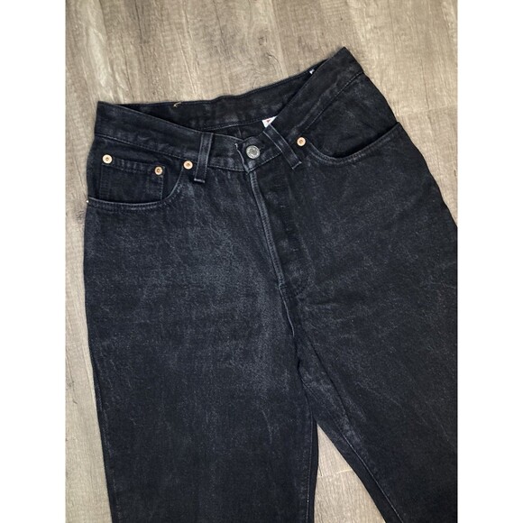 Levi's 501 Vintage 90s 7 JR Straight Black Denim Jeans 24x32 Red Tag USA (1991) - Picture 7 of 11